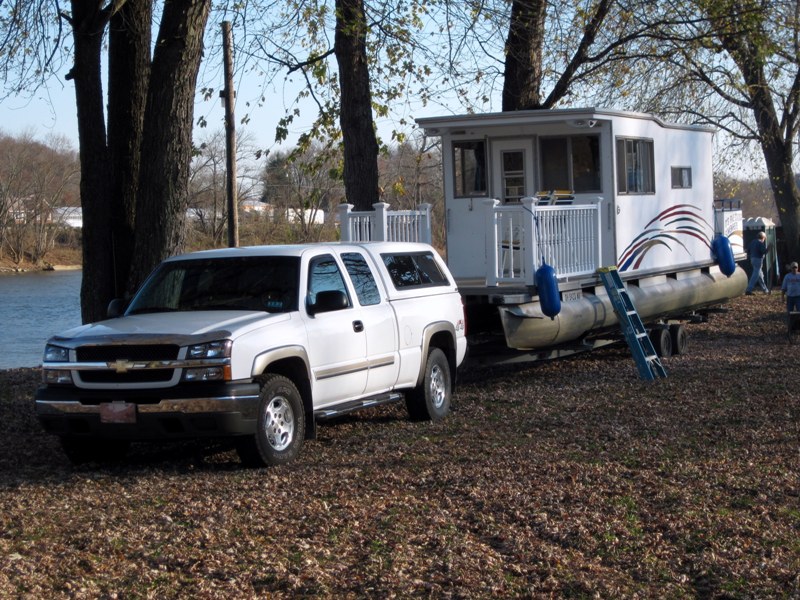 Our Pickup And Pontoon Houseboat.JPG